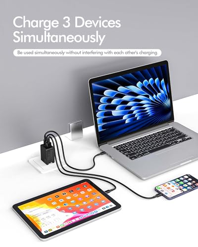 Yoocas USB C 67W GaN Charger, PD 3.0 Power Delivery Fast Type C Charging Block, Laptop Charger for MacBook Pro/Air, iPad Pro, iPhone, Android,Dell XPS, Galaxy, Switch,Surface,steam Deck.-Black
