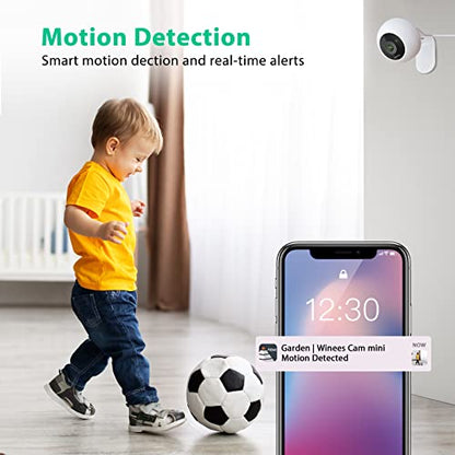 winees Baby Monitor, 1080p Indoor Secuirty Camera Wi-Fi Smartphone Pet Cam, Motion Detection, 2-Way Audio, 2.4GHZ, Night Vision, Multi Installation IP Cam, Work with Alexa (Mini)