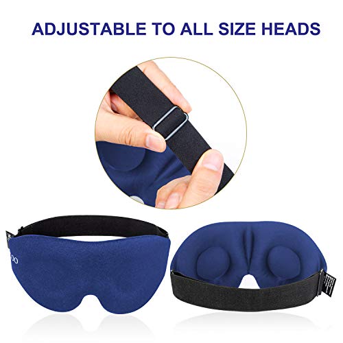 MZOO Sleep Eye Mask for Men Women, 3D Contoured Cup Sleeping Mask & Blindfold, Concave Molded Night Sleep Mask, Block Out Light, Soft Comfort Eye Shade Cover for Travel Yoga Nap, Blue