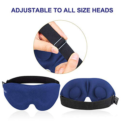 MZOO Sleep Eye Mask for Men Women, 3D Contoured Cup Sleeping Mask & Blindfold, Concave Molded Night Sleep Mask, Block Out Light, Soft Comfort Eye Shade Cover for Travel Yoga Nap, Blue