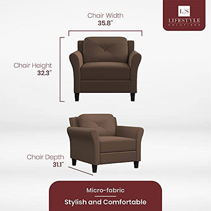 Lifestyle Solutions Harrington Armchair, 35.4" W x 32.0" D x 32.7" H, Brown
