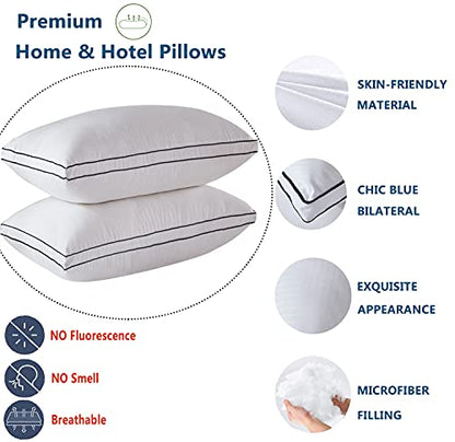 Gehannah Bed Pillows for Sleeping(2 Pack), Luxury Plush Soft Pillow with Home and Hotel, Breathable Microfiber Cover Skin-Friendly Pillows for Side Back Sleepers
