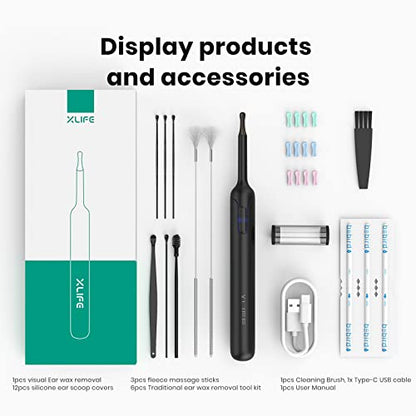 Ear Wax Removal Tool, Ear Cleaner Otoscope with Light, Ear Cleaning Kit with 12 Pcs Ear Set, Ear Wax Cleaner with 12 Ear Pick, Ear Camera for iPhone, iPad, Android Phones