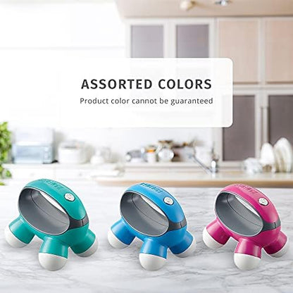 HoMedics, Quatro Mini Hand-Held Massager with Hand Grip, Battery Operated Vibration Massage, 4 Massage Nodes, Powered by 2 AAA Batteries (Included), Assorted Colors