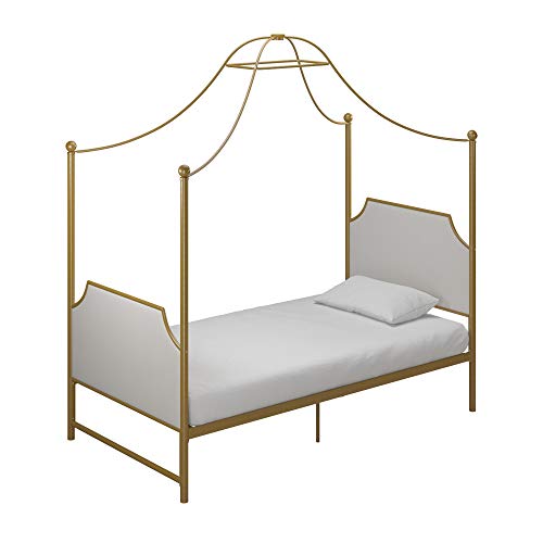 Little Seeds Monarch Hill Clementine Canopy Bed, Twin Size Frame, Gold