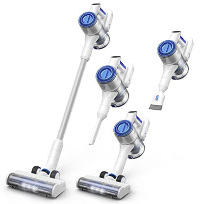 Cordless Vacuum Cleaner 25KPa 320W Powerful Lightweight Stick Vacuum with 60mins Long Runtime Detachable Battery, Flexible Flat & LED Headlights Vac One-Touch for Stair Hardwood Floor Carpet Pet Hair