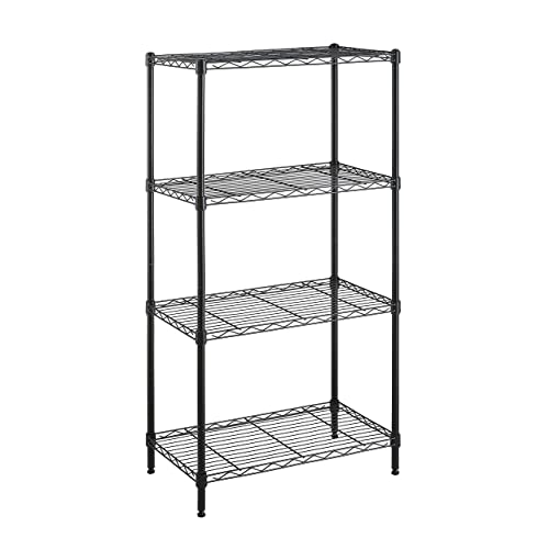 Amazon Basics 4-Shelf Adjustable Storage Shelving Unit, 200 Pound Loading Capacity per Shelf, Steel Organizer Wire Rack, 24 x 14 x 48 Inches (LxWxH), Black