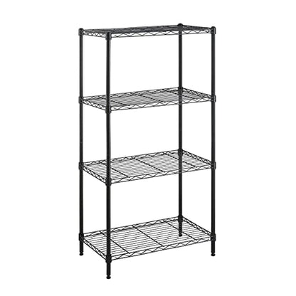 Amazon Basics 4-Shelf Adjustable Storage Shelving Unit, 200 Pound Loading Capacity per Shelf, Steel Organizer Wire Rack, 24 x 14 x 48 Inches (LxWxH), Black