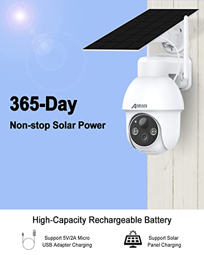 ANRAN 2K Security Camera Wireless Outdoor, Solar Outdoor Camera with 360° View, Smart Siren, Spotlights, 3MP Color Night Vision, AI Human Detection, 2-Way Talk, Compatible with Alexa, Q3 White
