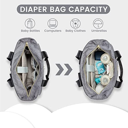 LOVEVOOK Diaper Bag Backpack,Diaper Bag Tote with Insulated Pockets,Baby Bag for Girl Boy with Changing Pad,Large Baby Diaper Bag with Pacifier Case,Anti-Theft Travel Backpack for Women,Black Gray