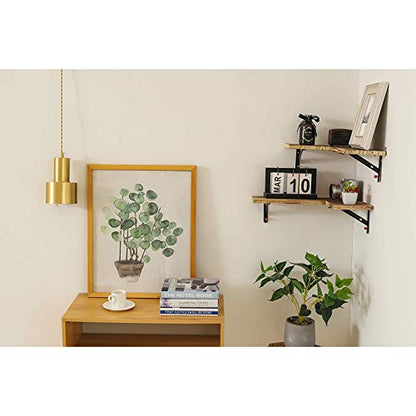 YCOCO Corner Floating Shelves Wall Mounted Set of 2,Rustic Wood Wall Storage Shelves for Bedroom,Living Room,Kitchen,Office,Floating Shelves for Wall