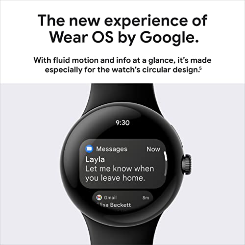 Google Pixel Watch - Android Smartwatch with Fitbit Activity Tracking - Heart Rate Tracking Watch - Matte Black Stainless Steel case with Obsidian Active band - WiFi