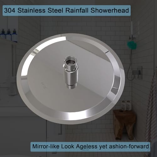 Rain Shower Head, Ultra-Thin Design, High Pressure Large Flow Stainless Steel Rainfall Shower Head, Waterfall Showerhead Universal Wall Ceiling Mount (8", Chrome)
