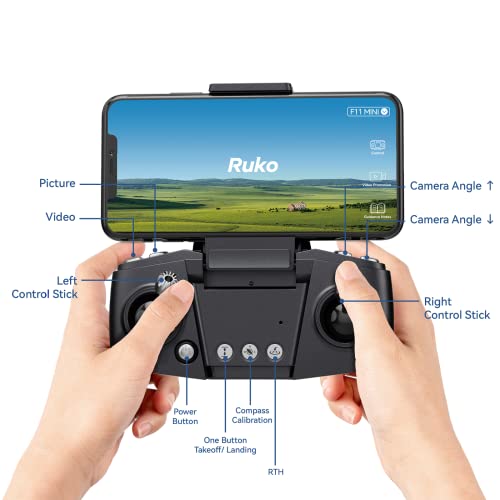 Ruko F11MINI Drone with Camera 4K, Under 250g, 60 Mins Flight with 2 batteries, 5GHz Transmission, GPS Auto Return, Brushless Motor, Foldable and Lightweight, FPV Quadcopter for Beginner, Adults