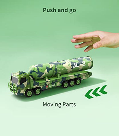 Geyiie Army Truck for Kids, Die Cast Military Toys Trucks Missile Launcher, Army Vehicles for Toddler Ages 3-8 Stocking Stuffers