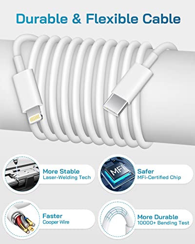 for iPhone 14 13 12 11 Charger Fast Charging [3+3 Pack], [MFi-Certified] 20W USB-C Wall Charger Cube with 6Ft Fast Charging Cable Compatible with iPhone 14/13/12/11/X/XR/8/7, iPad & More