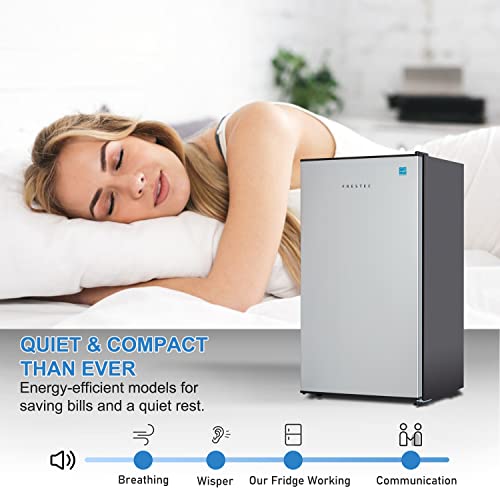 Frestec 3.1 CU' Mini Refrigerator, Compact Refrigerator, Small Refrigerator with Freezer, Stainless Steel (FR 310 SL)