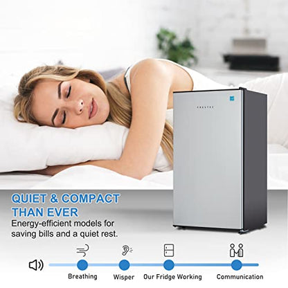 Frestec 3.1 CU' Mini Refrigerator, Compact Refrigerator, Small Refrigerator with Freezer, Stainless Steel (FR 310 SL)