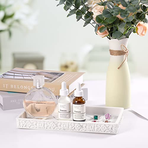 SZYRL Bathroom Vanity Tray Matte Vanity Tray Decor Perfume Trays Dresser Holder for Jewelry Candle Soap Plant Towel Cosmetic Organizer Rectangle Large Serving Tray