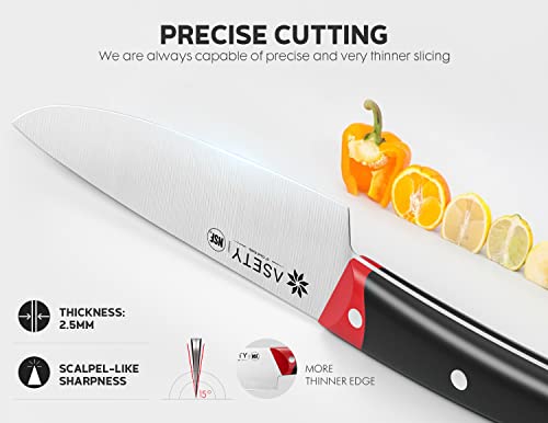 ASETY Knife Sets for Kitchen with Block- NSF Food-Safe, Full Tang German Stainless Steel 17 PCS Chef Knife Set with 4-in-1 Knife Sharpener and 2x Peeler- Ergonomic Handle, Christmas Gifts