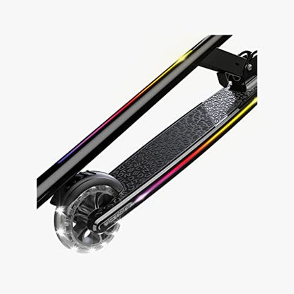 Jetson Scooters - Mars Kick Scooter (Midnight Black) - Collapsible Portable Kids Push Scooter - Lightweight Folding Design with High Visibility RGB Light Up LEDs on Wheels and Deck