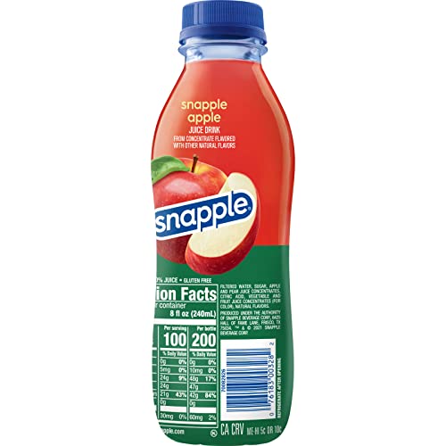 Snapple Apple Juice Drink, 16 fl oz recycled plastic bottle, Pack of 12