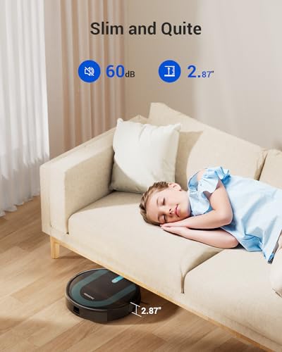 Proscenic 850T Robot Vacuum and Mop Combo, WiFi/App/Alexa/Siri Control, Robotic Vacuum Cleaner with Gyro Navigation, Boundary Strip Included, Self-Charging, Slim, Good for Hard Floor, Pet Hair, Carpet
