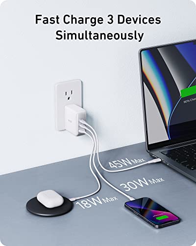 Anker 736 Nano II 100W USB C Charger - Compact, 3-Port GaN Fast Charger for MacBook Pro/Air, Google Pixelbook, ThinkPad, Dell XPS, iPad Pro, iPhone 14/Pro, Galaxy S22/S20 - Ideal for Travel