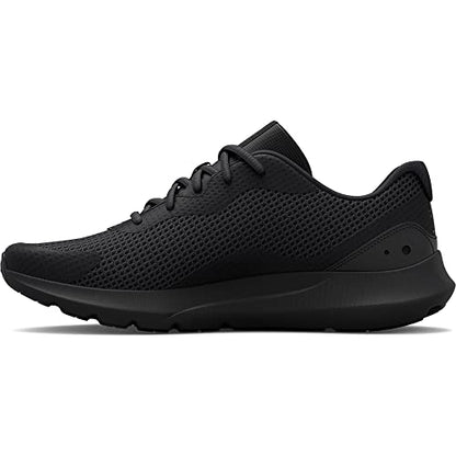 Under Armour Men's Surge 3 Road Running Shoe, (002) Black/Black/Black, 10
