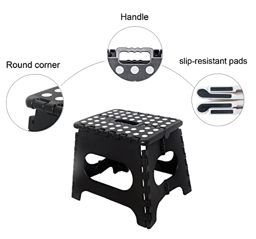 Fisiei Step Stool,Step stools for Adults,Folding Step Stool,Folding Stool,Foldable Stool,Small Step Stool for Kitchen,Bathroom,Living Room,Bedroom, Office, etc. (Black 13inch)