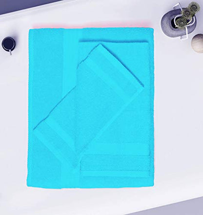 GLAMBURG Ultra Soft 8-Piece Towel Set -100% Pure Ringspun Cotton, Contains 2 Oversized Bath Towels 27x54, 2 Hand Towels 16x28, 4 Wash Cloths 13x13 - Ideal for Everyday use, Hotel & Spa -Turquoise Blue