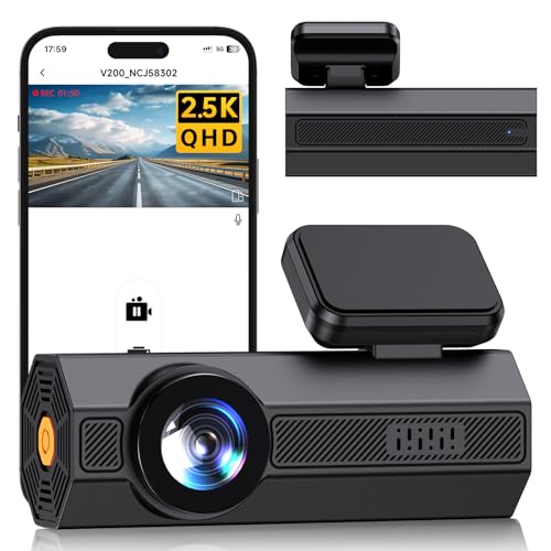 E-YEEGER 2.5K Dash Cam Front: Mini Dash Cam for Cars, 1440P Car Camera with APP, WiFi Dash Cam with WDR Night Vision, 24 Hours Parking Monitor Dashcams, 170°Wide, G-Sensor