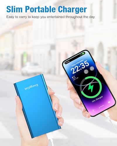 EnergyCell Pilot 4GS Portable Charger,12000mAh Fast Charging Power Bank Dual 3A High-Speed Output Battery Pack Compatible with iPhone 12 11 X Samsung S10 and More - Blue