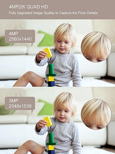 Smart Baby monitor with camera and 2-Way Audio, 2K 4MP QHD Indoor Camera with Night Vision, Home Security Camera Dog Pet Monitor with App, Motion Sensor Detection WiFi Alexa Camera Smartphone