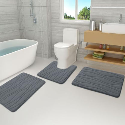 Buganda Memory Foam Bathroom Rug Mat 24x16, Extra Soft and Absorbent Bath Mats, Non-Slip and Machine Washable Bath Rugs for Bathroom Floor,Tub and Shower, Dark Grey
