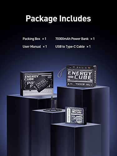 MOVESPEED 70000mAh Power Bank High Capacity, 22.5W Max PD 3.0 Fast Charging, Large Power Bank,4 Outputs 2 Inputs,LED Display,USB-C Battery Packs for iPhone, Samsung, Outdoors Camping, Cyberpunk Style