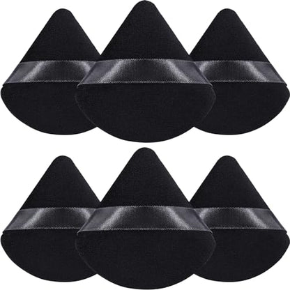 Foonbe Triangle Makeup Sponge for Face Powder, Soft Plush Triangle Makeup Sponge Beauty Gift Set, Reusable Velour Cosmetic Foundation Blender for Loose Powder and Contouring, Beauty Tool (6 Pcs)