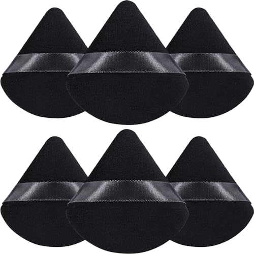 Foonbe Triangle Makeup Sponge for Face Powder, Soft Plush Triangle Makeup Sponge Beauty Gift Set, Reusable Velour Cosmetic Foundation Blender for Loose Powder and Contouring, Beauty Tool (6 Pcs)