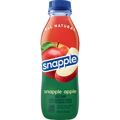 Snapple Apple Juice Drink, 16 fl oz recycled plastic bottle, Pack of 12