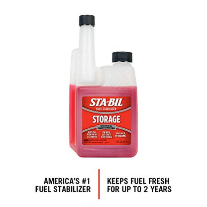 STA-BIL Storage Fuel Stabilizer - Keeps Fuel Fresh for 24 Months - Prevents Corrosion - Gasoline Treatment that Protects Fuel System - Fuel Saver - Treats 40 Gallons - 16 Fl. Oz. (22207-12PK)