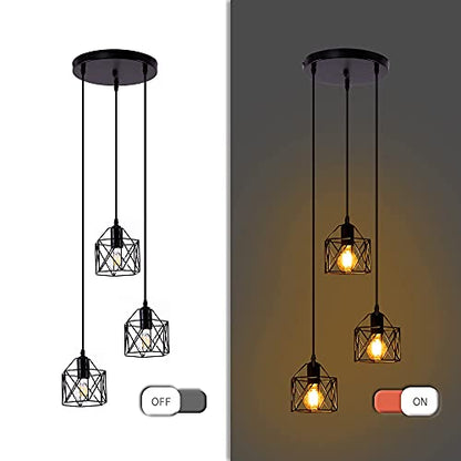 DuMaiWay Pendant Light, Black Industrial Farmhouse Metal Hanging Lights Fixture Ceiling Lamp, Dining Room Light for Barn Restaurant Foyer Bar Hallway Kitchen Island E26