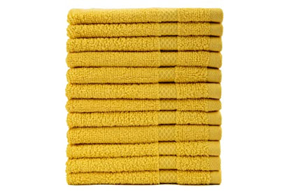 Premium 100% Cotton Wash Cloths, 12 Piece Set, 13x13 Inches, Luxury towels, Durable, Fingertip Towel Quick Dry & Extra Absorbent Cleaning Cloth Face Cloths for Home, Spa, Hotel, Bathroom & Kitchen