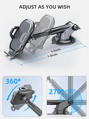Felaladress Phone Holder Mount for Car [ Off-Road Level & Stable Hook ] Windshield Dashboard Air Vent Universal Hands-Free Automobile Mounts Cell Phone Holder Fit for iPhone Smartphones