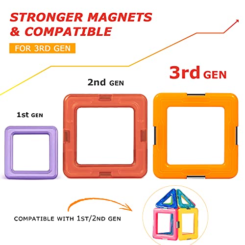 Upgraded Magnetic Blocks Tough Tiles STEM Toys for 3+ Year Old Boys and Girls Learning by Playing Games for Toddlers Kids, Compatible with Major Brands Building Blocks - STARTER SET