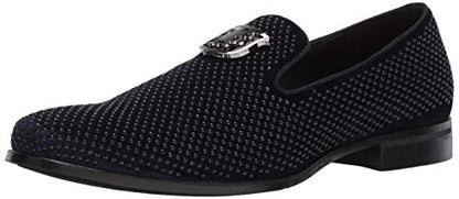 Stacy Adams Mens Swagger Studded Ornament Slip-on Driving Style Loafer, Navy, 9