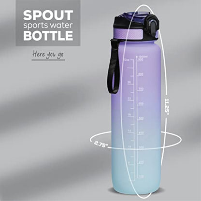YOU GOT THIS LIVING Motivational Sports Water Bottle with Spout & Carry Handle, 32 oz/1L Water Bottle, One Hand Click Open, Achieve All-Day Hydration SpillProof,BPA FREE
