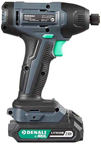 Amazon Brand - Denali by SKIL 20V Cordless Impact Driver Kit with 2 x 2.0Ah Lithium Batteries and Charger, Blue