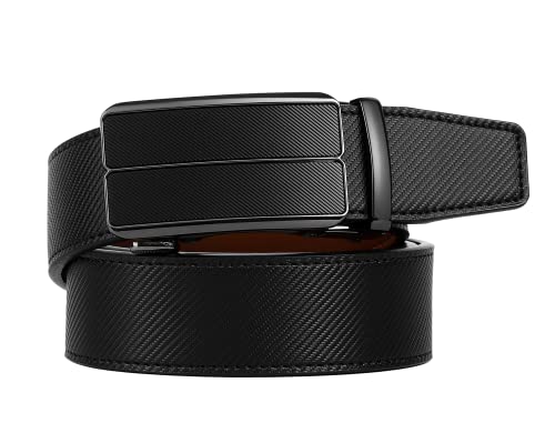 Zitahli Belt Men, Ratchet Belt Dress with 1 3/8" Premium Leather,Slide Belt with Easier Adjustable Automatic Buckle,Trim to Fit Size 26"-32"
