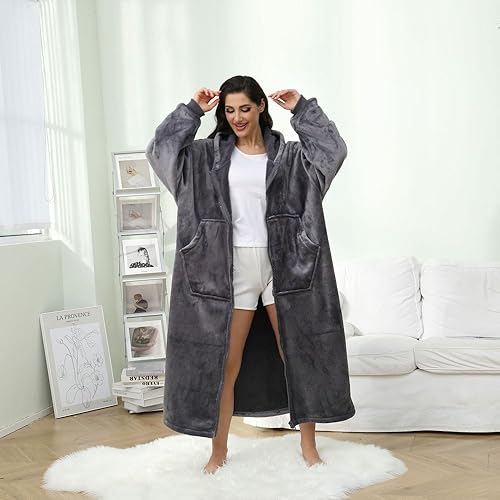 NIMOJIRO Wearable Blanket,Winter Oversized Blanket Hoodie With Huge Pockets Comfortable Soft And Fluffy for Adult Women Men…