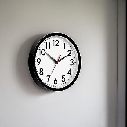DAXSMY Wall Clock, Analog Clock 10 Inch, Silent Non-Ticking Wall Clocks Battery Operated Decorative for Kitchen, Office, Bedroom, Bathroom(Black)